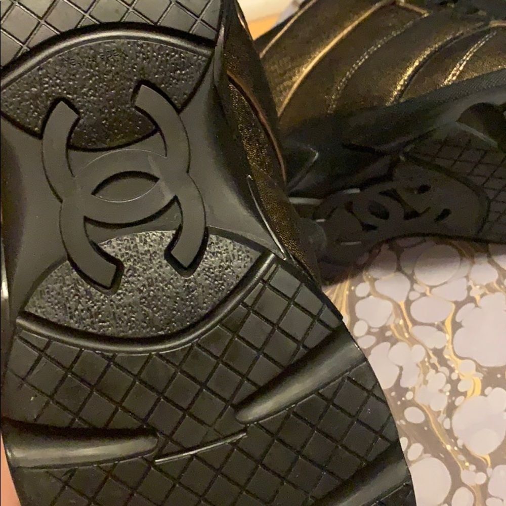 CHANEL Gold and Black Sneakers - Picture 6 of 6